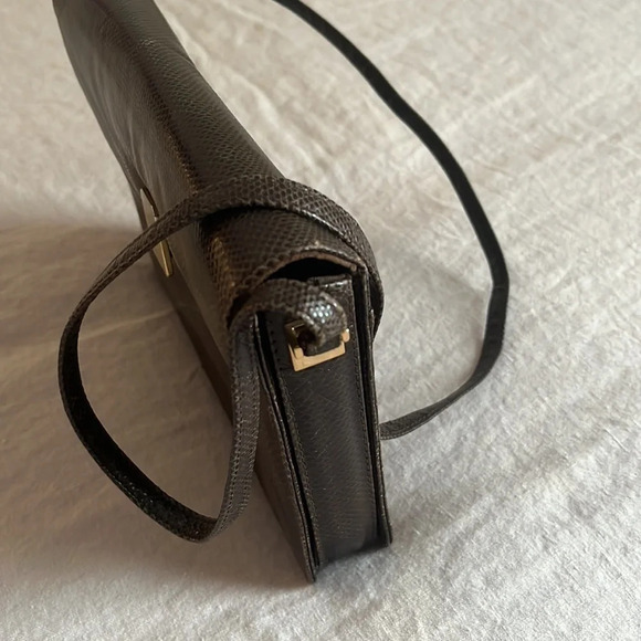 Vintage 1980’s Jay Herbert New York Accordion Style Brown Snakeskin Handbag - Picture 9 of 13